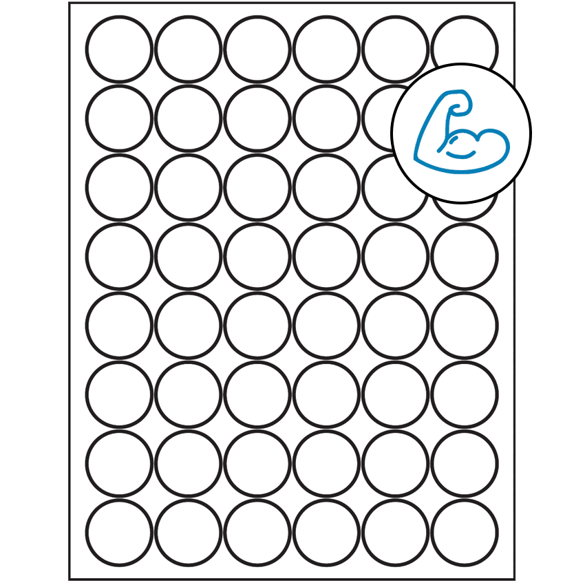 1.25" White Circular Sheet Labels - Ultra Aggressive Adhesive