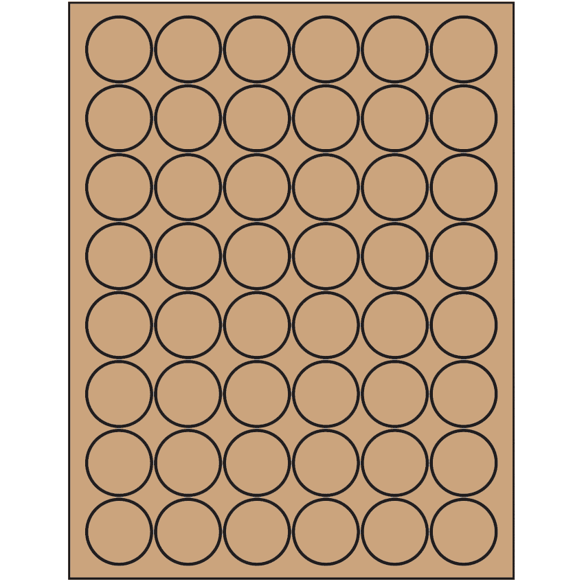 1.25" Brown Kraft Circular Sheet Labels