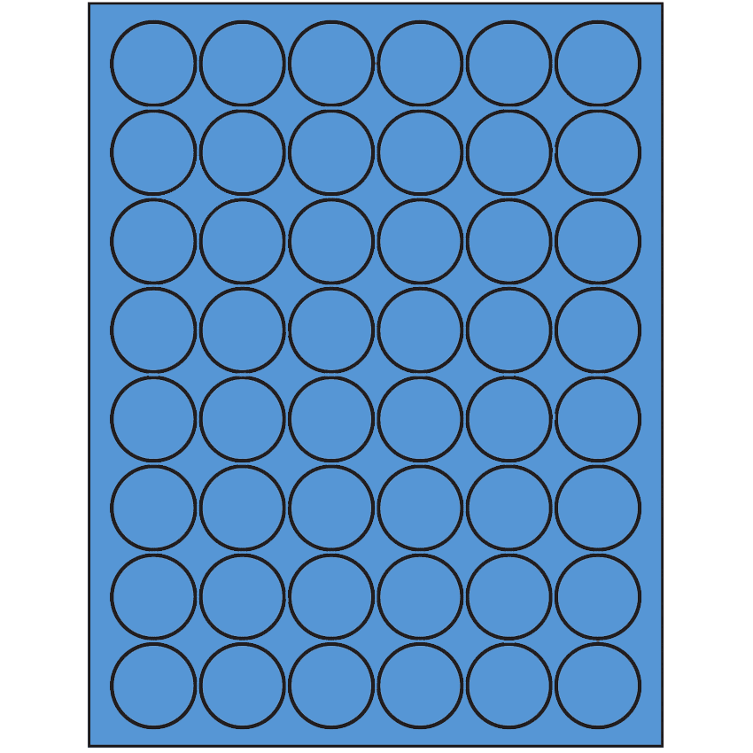 1.25" Fluorescent Blue Circular Sheet Labels