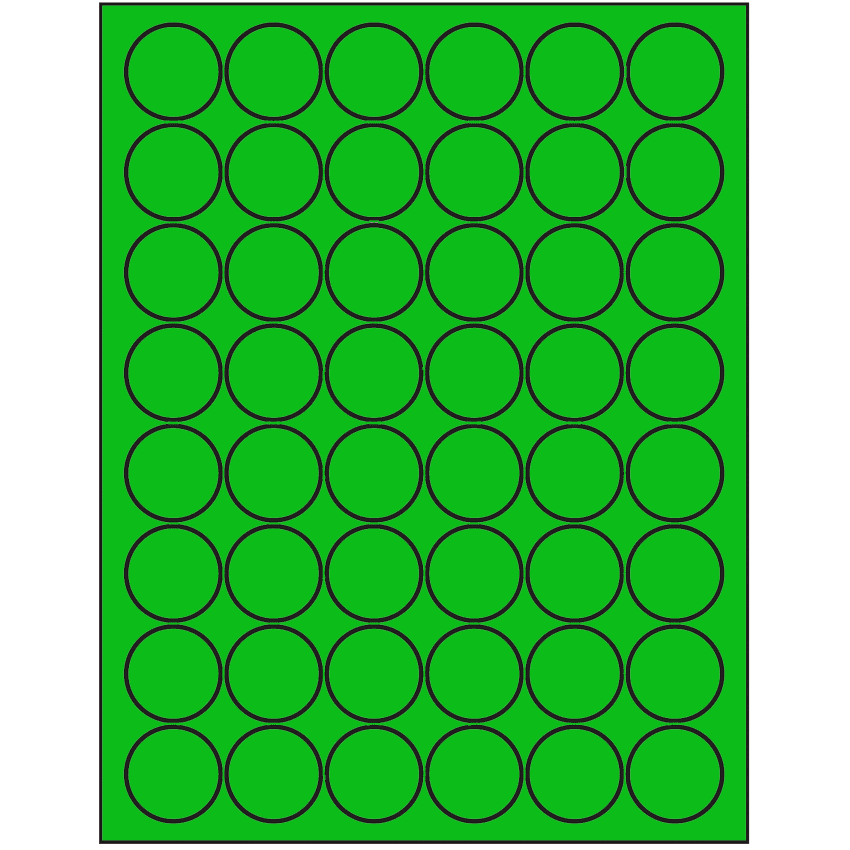 1.25" Fluorescent Green Circular Sheet Labels