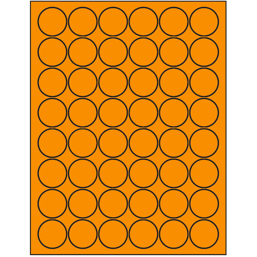 1.25" Fluorescent Orange Circular Sheet Labels