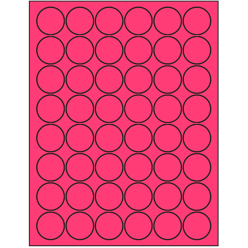 1.25" Fluorescent Pink Circular Sheet Labels