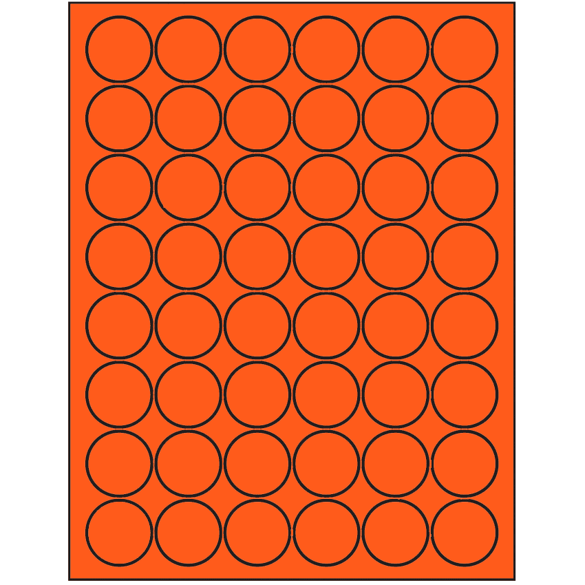 1.25" Fluorescent Red Circular Sheet Labels