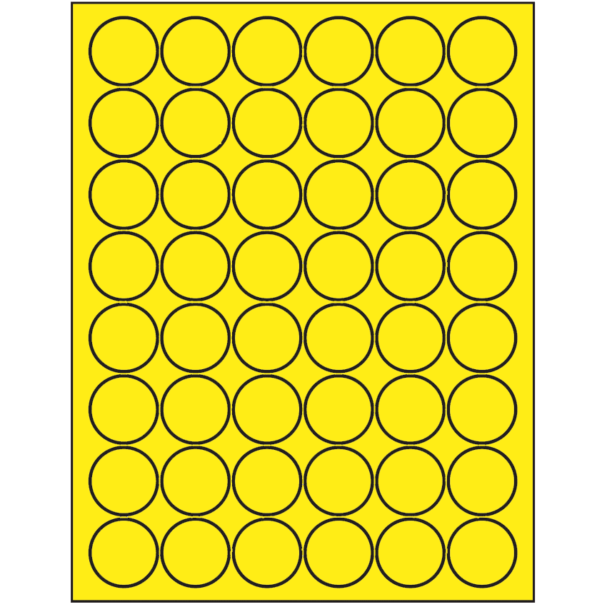 1.25" Fluorescent Yellow Circular Sheet Labels