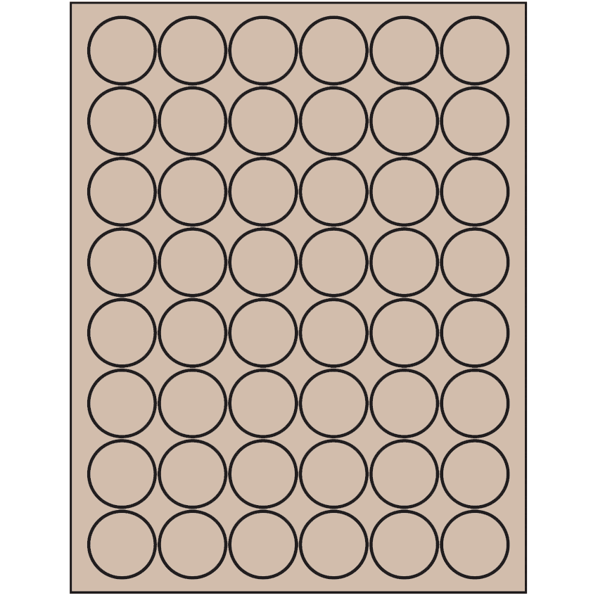1.25" Pastel Tan Circular Sheet Labels