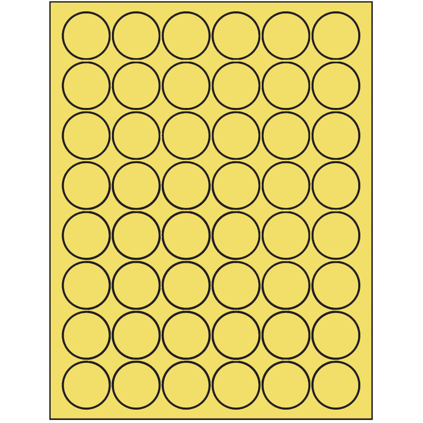 1.25" Pastel Yellow Circular Sheet Labels