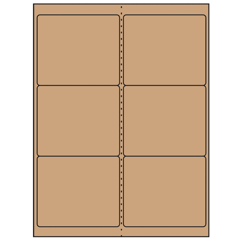 4" x 3.33" Brown Kraft Rectangular Sheet Labels