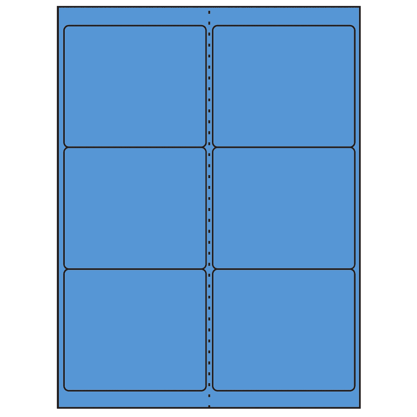 4" x 3.33" Fluorescent Blue Rectangular Sheet Labels