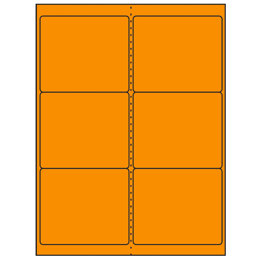 4" x 3.33" Fluorescent Orange Rectangular Sheet Labels