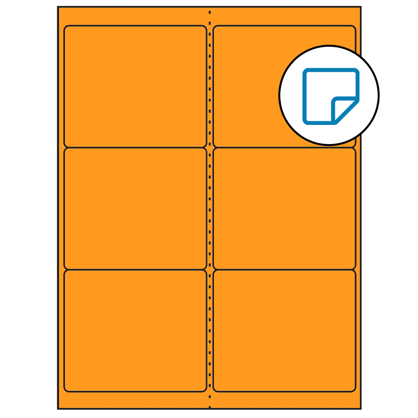 4" x 3.33" Fluorescent Orange Rectangular Sheet Labels - Removable Adhesive