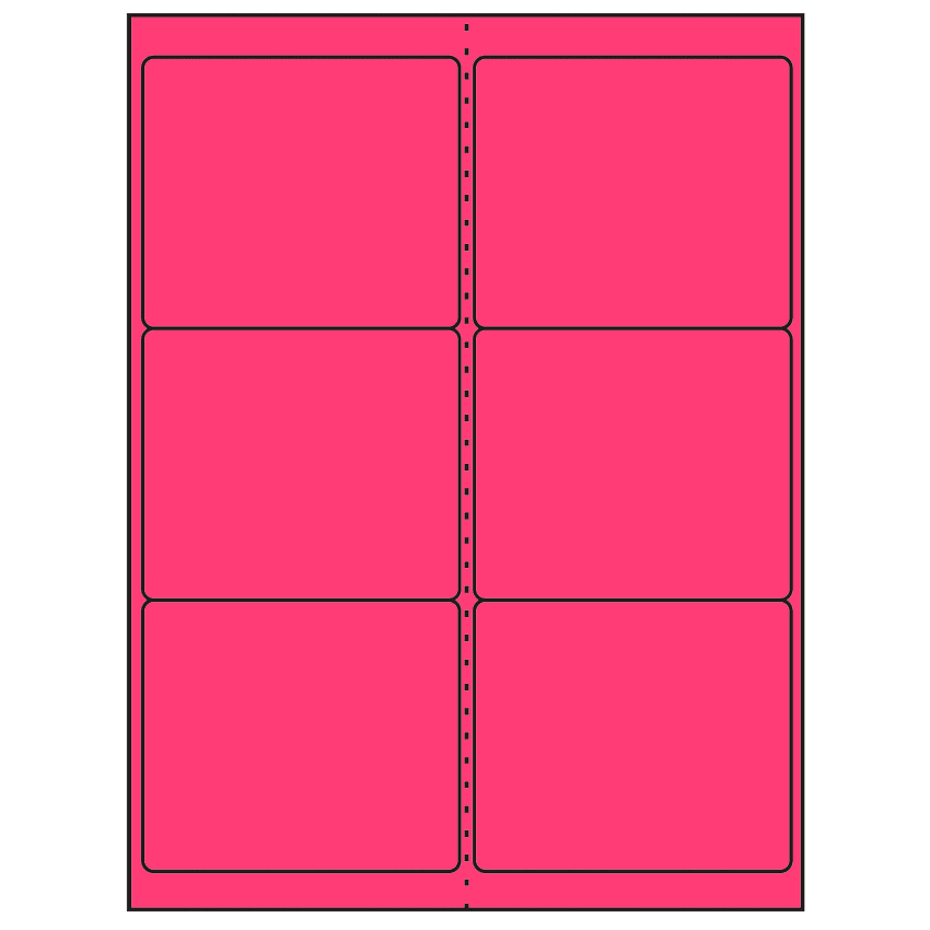 4" x 3.33" Fluorescent Pink Rectangular Sheet Labels