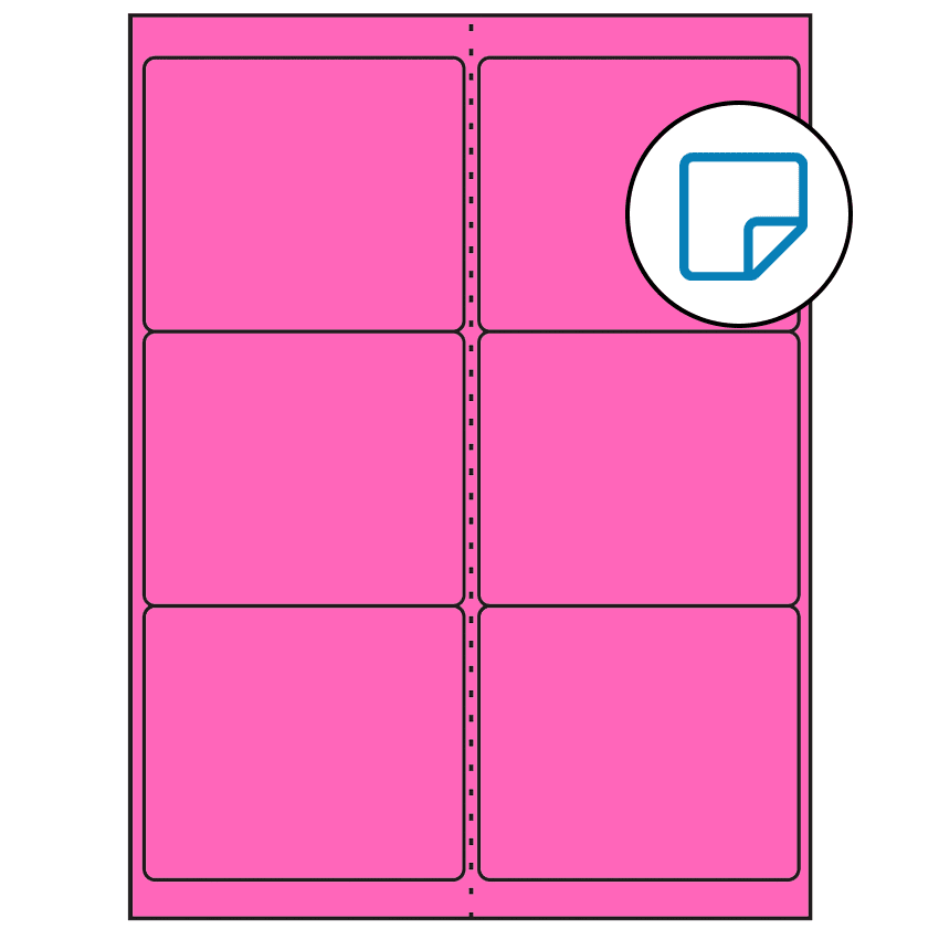 4" x 3.33" Fluorescent Pink Rectangular Sheet Labels - Removable Adhesive