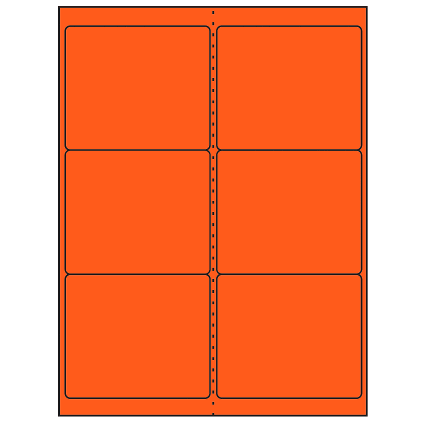 4" x 3.33" Fluorescent Red Rectangular Sheet Labels