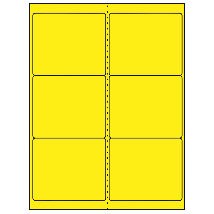 4" x 3.33" Fluorescent Yellow Rectangular Sheet Labels