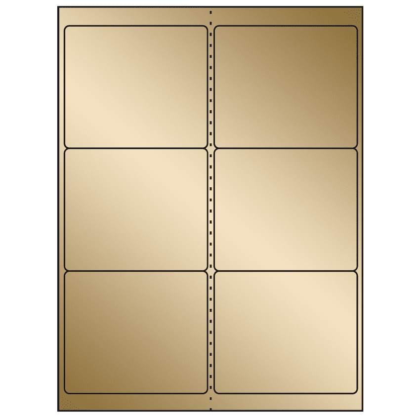 4" x 3.33" Gold Foil Rectangular Sheet Labels