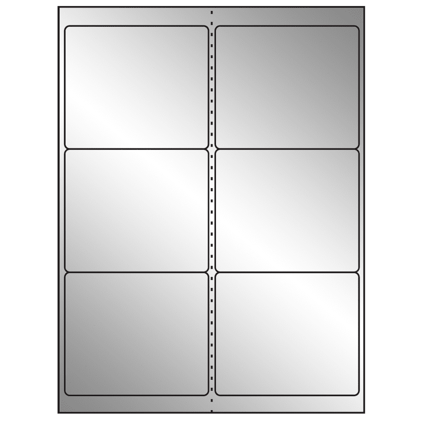 4" x 3.33" Silver Foil Rectangular Sheet Labels