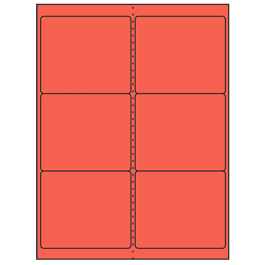 4" x 3.33" Red Rectangular Sheet Labels