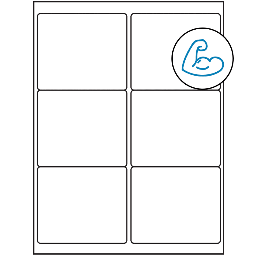 4" x 3.33" White Rectangular Sheet Labels (6-UP) - Ultra Aggressive Adhesive