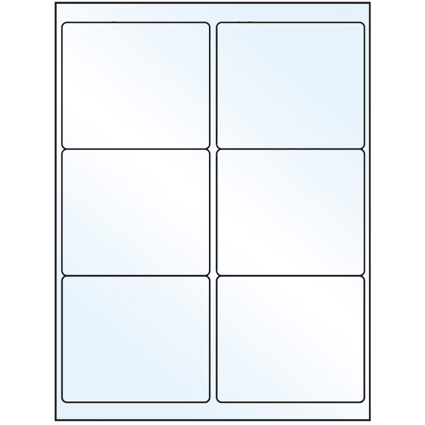 4" x 3.33" Crystal Clear Rectangular Sheet Labels (6-UP)