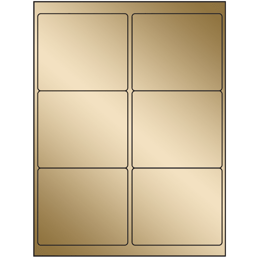 4" x 3.33" Gold Foil Rectangular Sheet Labels (6-UP)