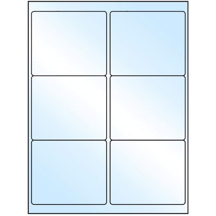 4" x 3.33" White Premium High Gloss Rectangular Sheet Labels (6-UP)