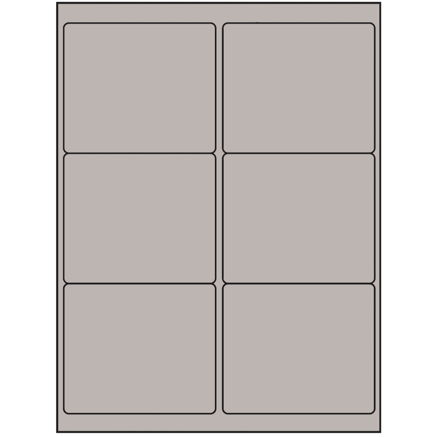 4" x 3.33" Gray Rectangular Sheet Labels (6-UP)