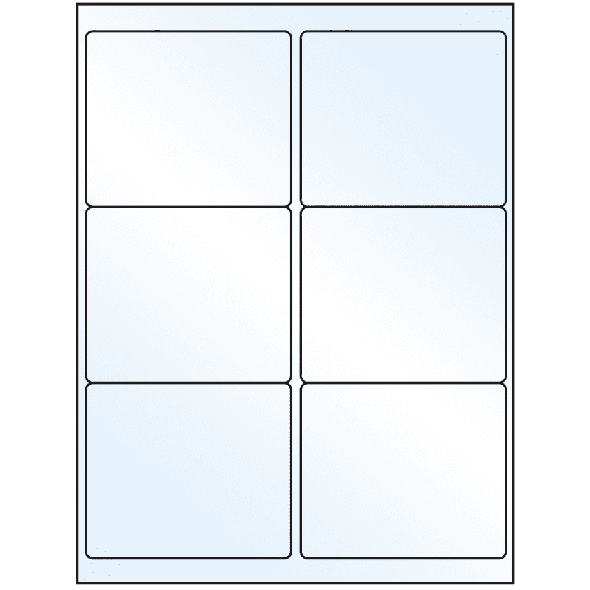 4" x 3.33" White Mid Gloss Rectangular Sheet Labels (6-UP)