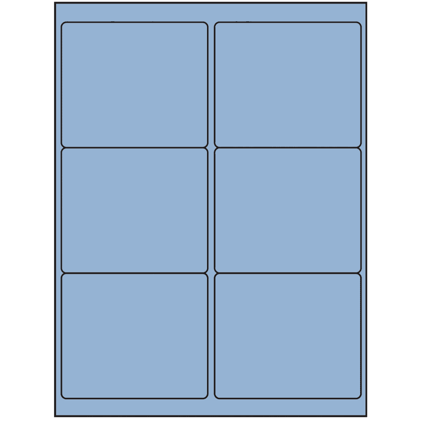 4" x 3.33" Pastel Blue Rectangular Sheet Labels (6-UP)