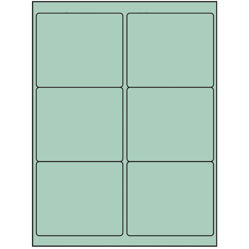 4" x 3.33" Pastel Green Rectangular Sheet Labels (6-UP)