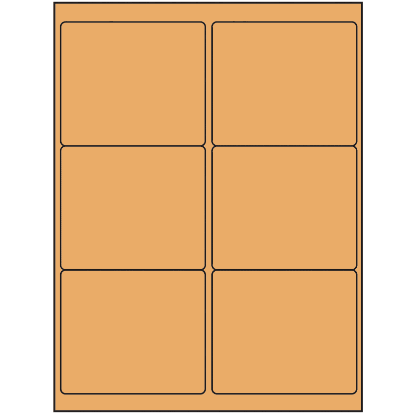 4" x 3.33" Pastel Orange Rectangular Sheet Labels (6-UP)
