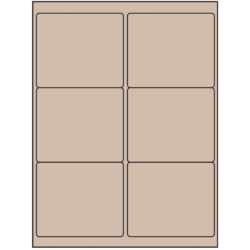 4" x 3.33" Pastel Tan Rectangular Sheet Labels (6-UP)