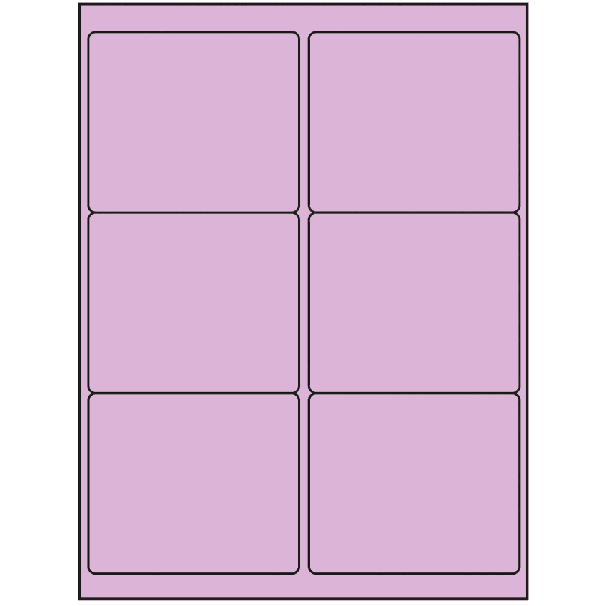 4" x 3.33" Pastel Purple Rectangular Sheet Labels (6-UP)