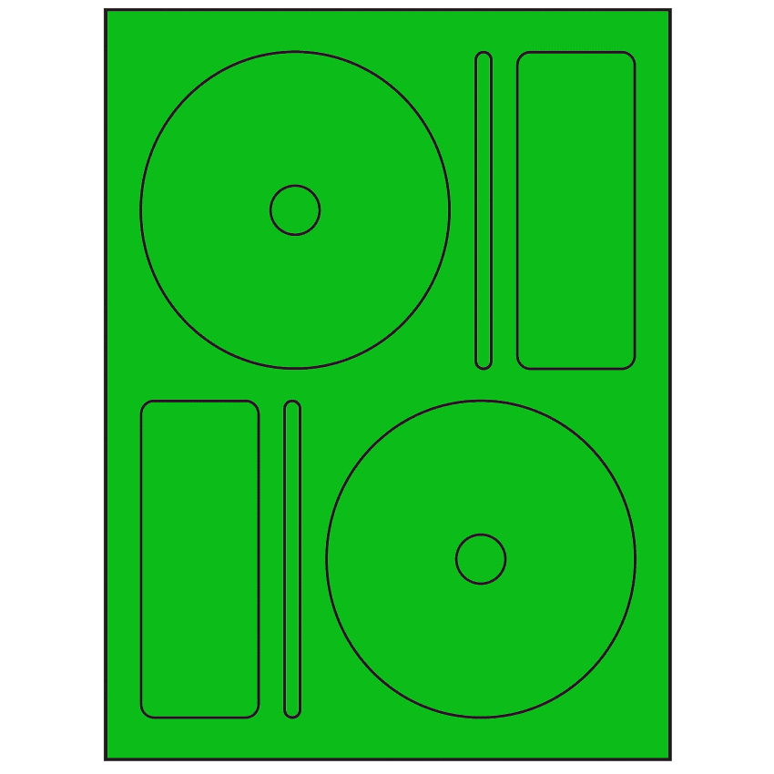4.656" x 4.656" Fluorescent Green Sheet Labels