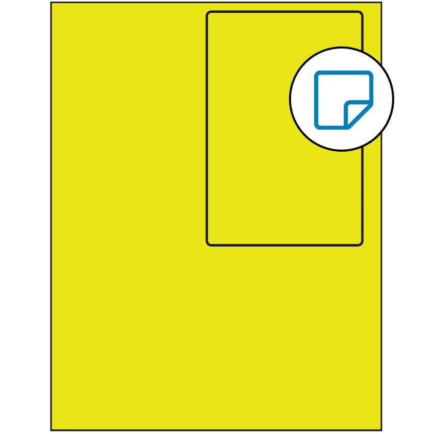 4" x 6" Fluorescent Yellow Rectangular Sheet Labels - Removable Adhesive