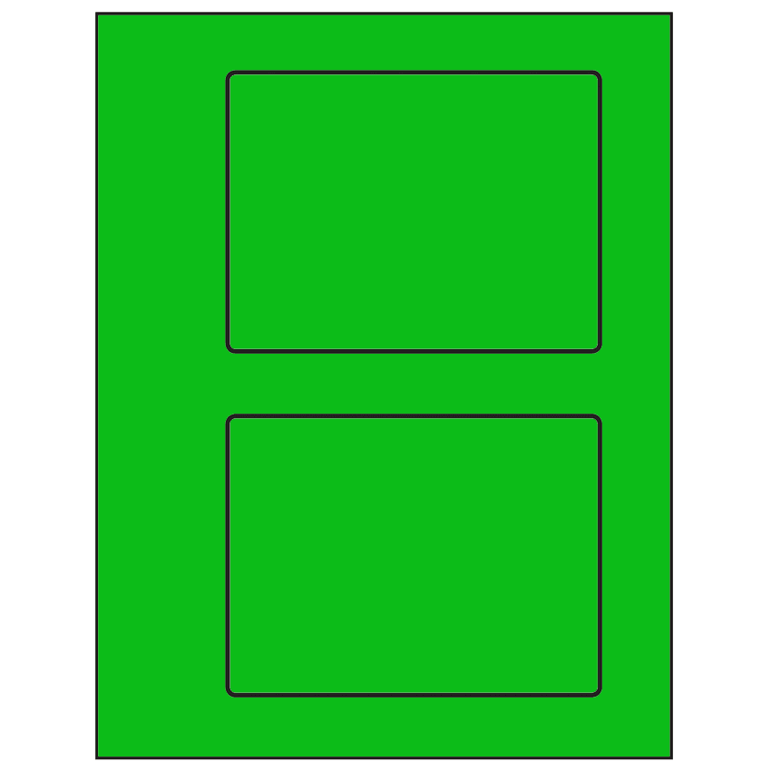 5.5" x 4.125" Fluorescent Green Rectangular Sheet Labels