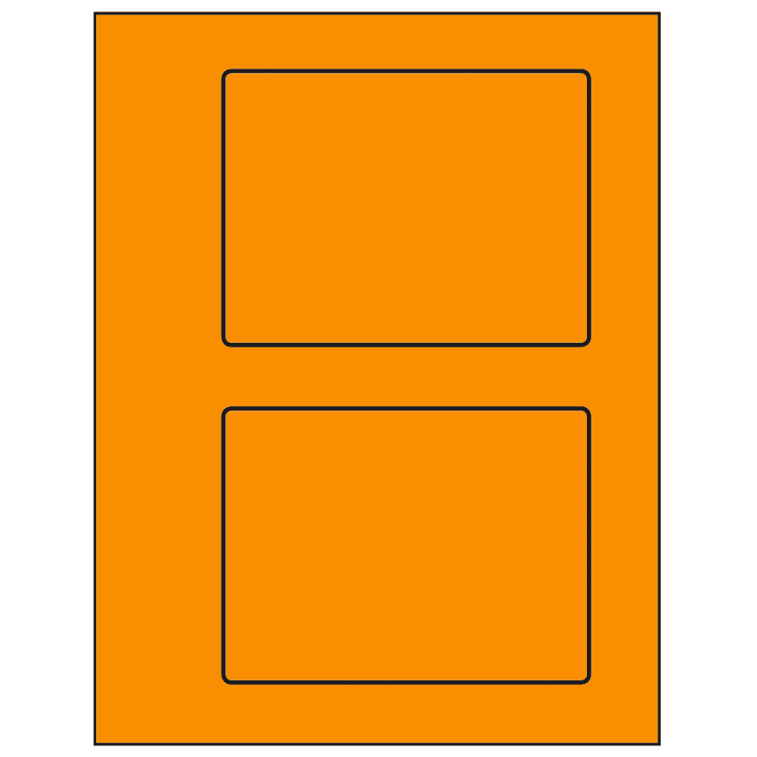 5.5" x 4.125" Fluorescent Orange Rectangular Sheet Labels