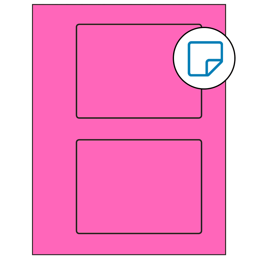 5.5" x 4.125" Fluorescent Pink Rectangular Sheet Labels - Removable Adhesive