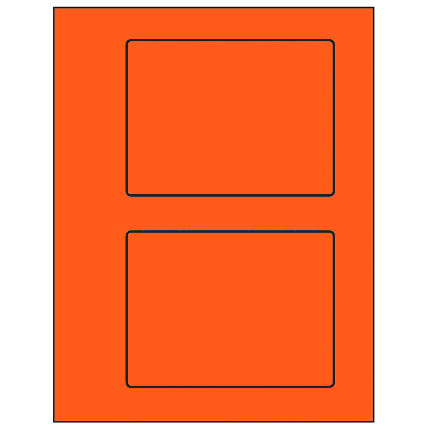 5.5" x 4.125" Fluorescent Red Rectangular Sheet Labels