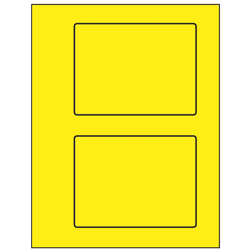 5.5" x 4.125" Fluorescent Yellow Rectangular Sheet Labels