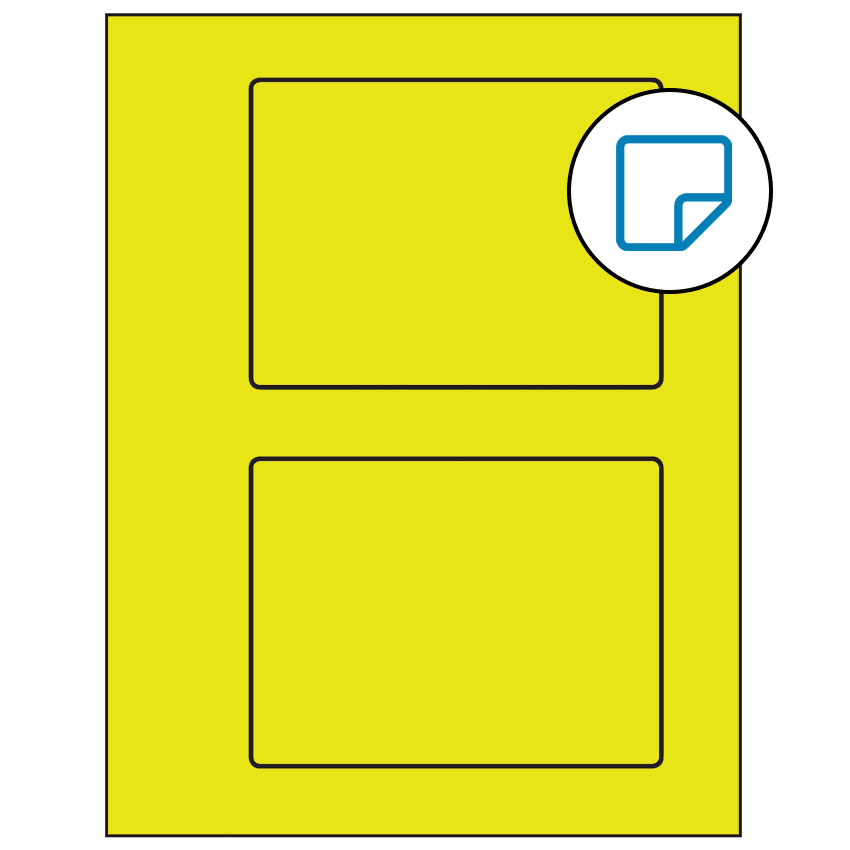 5.5" x 4.125" Fluorescent Yellow Rectangular Sheet Labels - Removable Adhesive