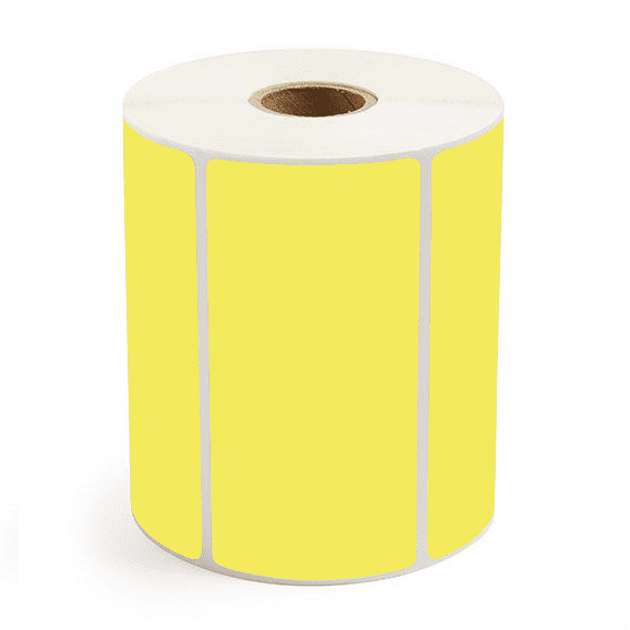 3" x 2" Yellow - Thermal Transfer Labels - 1" Core - Removable Adhesive