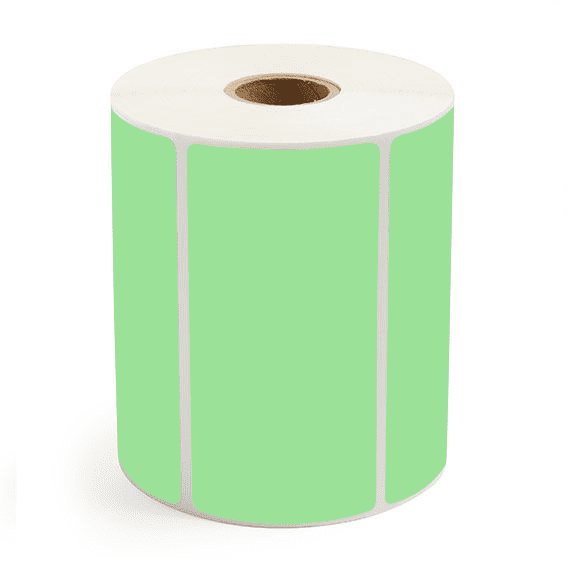 4" x 2" Fluorescent Green - Direct Thermal Labels - 1" Core - Freezer Grade Adhesive