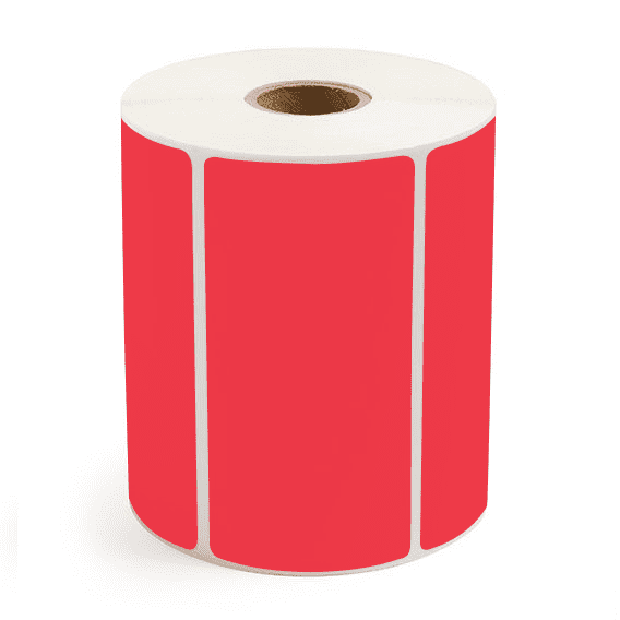 4" x 2" Red - Direct Thermal Labels - 1" Core - Removable Adhesive