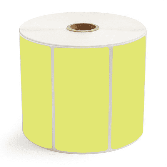 4" x 2" Chartreuse - Thermal Transfer Labels - 1" Core / 5" Outer Diameter - Removable Adhesive