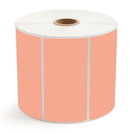 4" x 2" Fluorescent Orange - Direct Thermal Labels - 1" Core / 5" Outer Diameter - Removable Adhesive