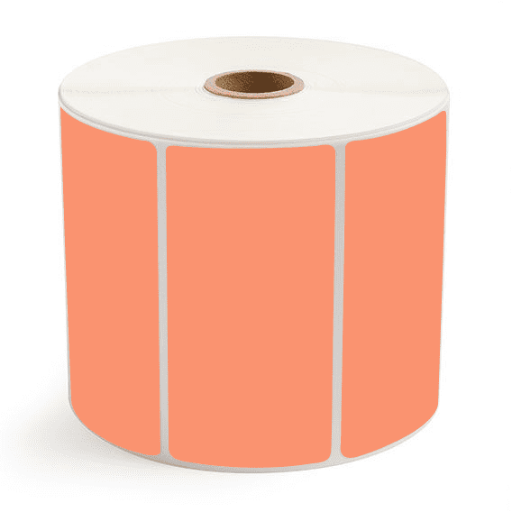4" x 2" Orange - Direct Thermal Labels - 1" Core / 5" Outer Diameter - Removable Adhesive