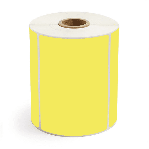 4" x 3" Yellow - Direct Thermal Labels - 1" Core - Acrylic