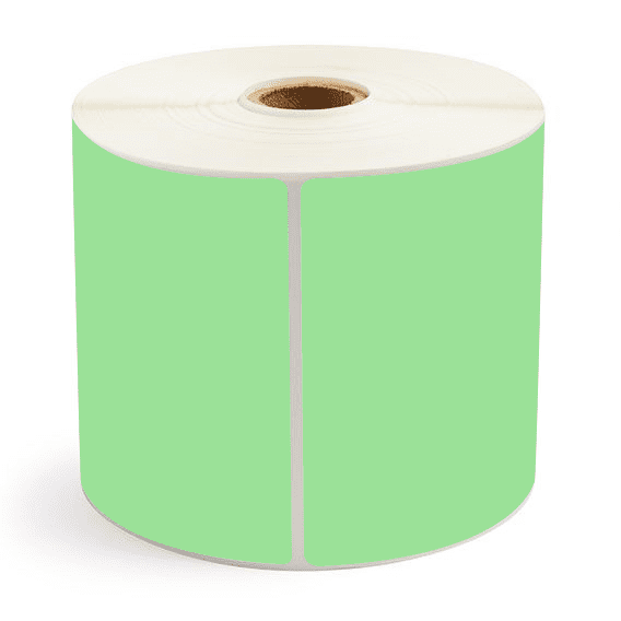 4" x 6.5" Fluorescent Green - Thermal Transfer Labels - 1" Core / 5" Outer Diameter - Removable Adhesive