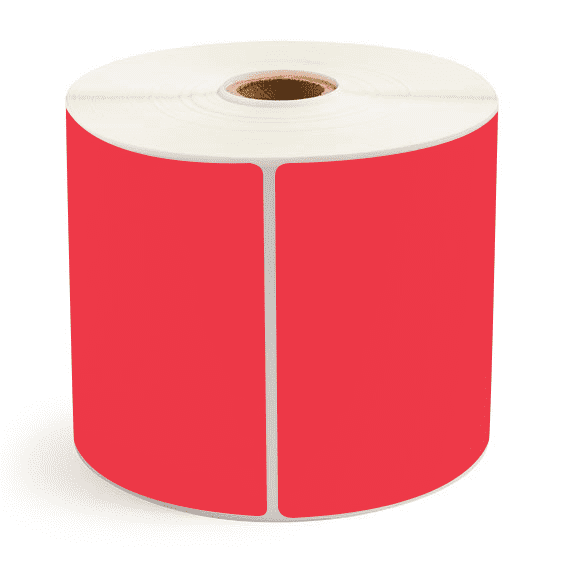 4" x 6.5" Red - Thermal Transfer Labels - 1" Core / 5" Outer Diameter - Freezer Grade Adhesive