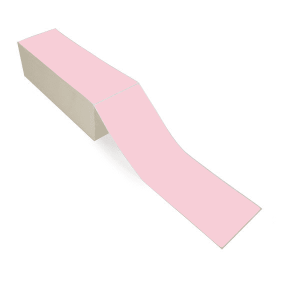 4" x 12" Pink - Direct Thermal Labels - Fanfold - Removable Adhesive